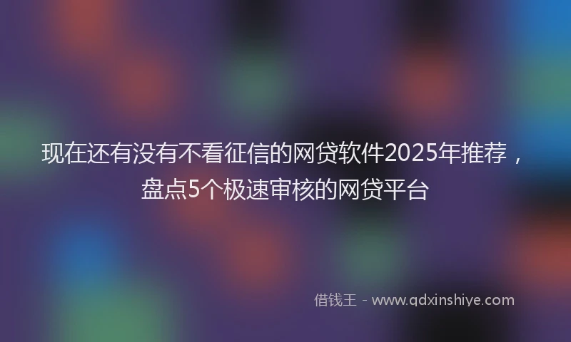 现在还有没有不看征信的网贷软件2025年推荐，盘点5个极速审核的网贷平台