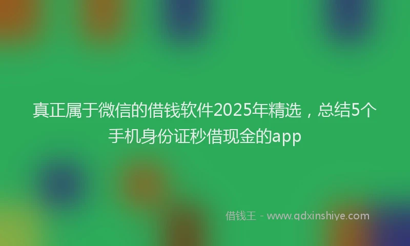 真正属于微信的借钱软件2025年精选，总结5个手机身份证秒借现金的app