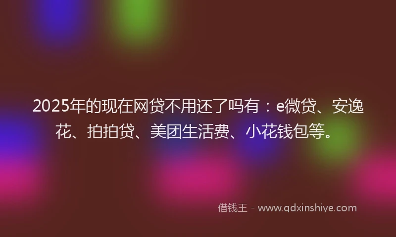 2025年的现在网贷不用还了吗有：e微贷、安逸花、拍拍贷、美团生活费、小花钱包等。