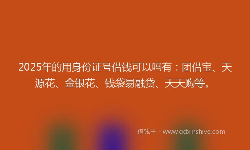 2025年的用身份证号借钱可以吗有：团借宝、天源花、金银花、钱袋易融贷、天天购等。