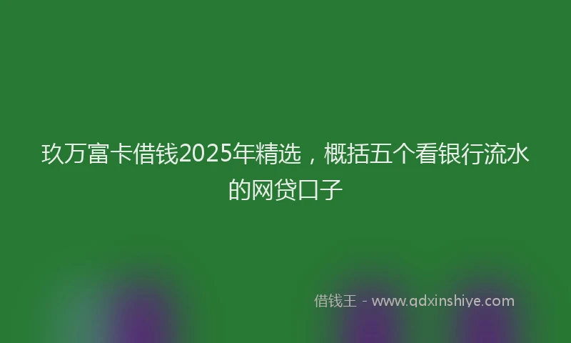 玖万富卡借钱2025年精选，概括五个看银行流水的网贷口子