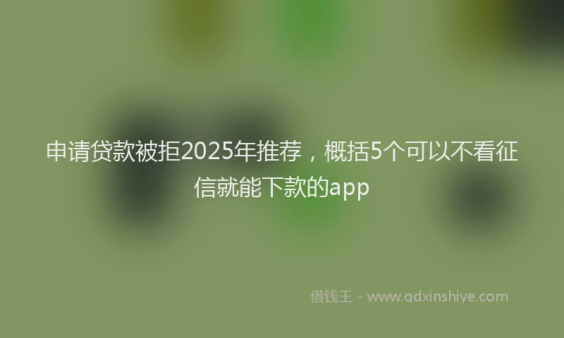 申请贷款被拒2025年推荐，概括5个可以不看征信就能下款的app
