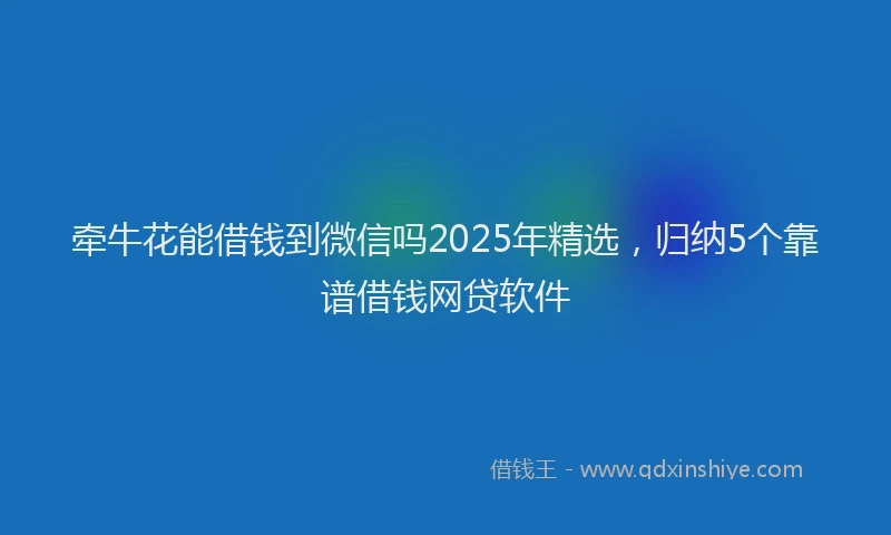 牵牛花能借钱到微信吗2025年精选，归纳5个靠谱借钱网贷软件