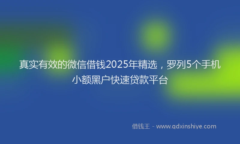 真实有效的微信借钱2025年精选，罗列5个手机小额黑户快速贷款平台