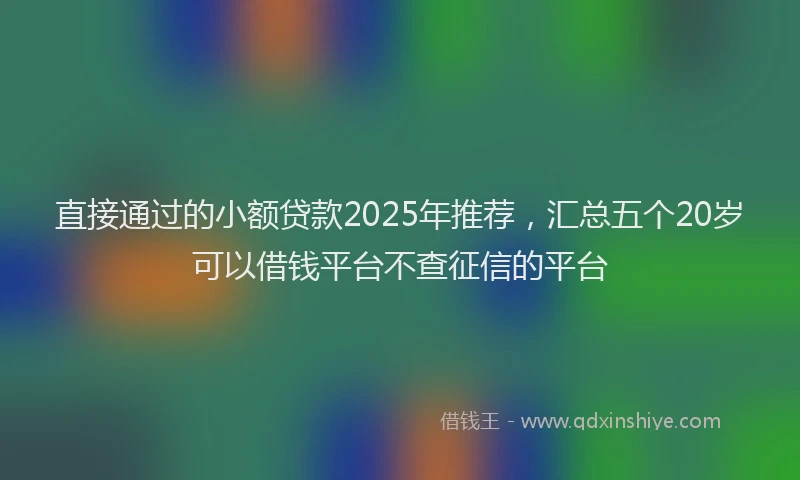 直接通过的小额贷款2025年推荐，汇总五个20岁可以借钱平台不查征信的平台