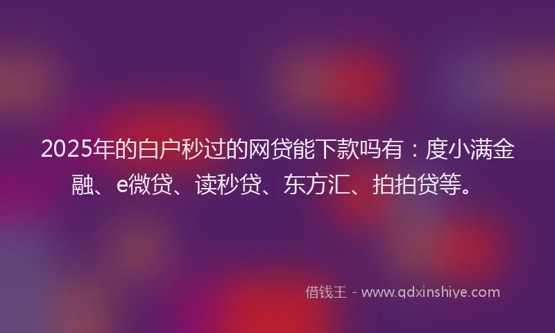 2025年的白户秒过的网贷能下款吗有：度小满金融、e微贷、读秒贷、东方汇、拍拍贷等。