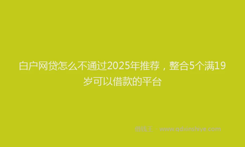 白户网贷怎么不通过2025年推荐，整合5个满19岁可以借款的平台