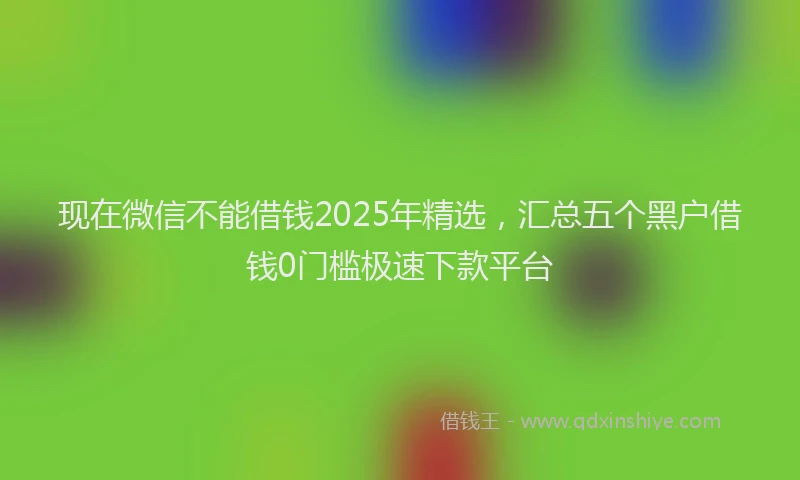 现在微信不能借钱2025年精选，汇总五个黑户借钱0门槛极速下款平台