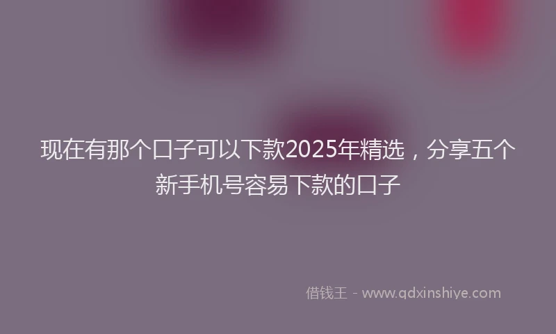 现在有那个口子可以下款2025年精选，分享五个新手机号容易下款的口子