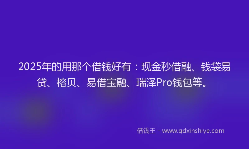 2025年的用那个借钱好有：现金秒借融、钱袋易贷、榕贝、易借宝融、瑞泽Pro钱包等。