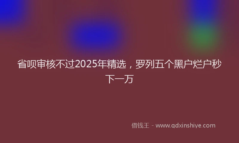 省呗审核不过2025年精选，罗列五个黑户烂户秒下一万