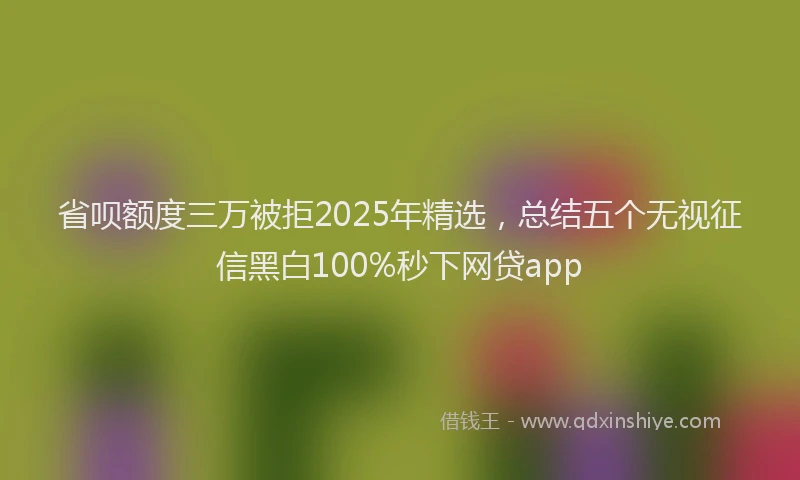 省呗额度三万被拒2025年精选，总结五个无视征信黑白100%秒下网贷app