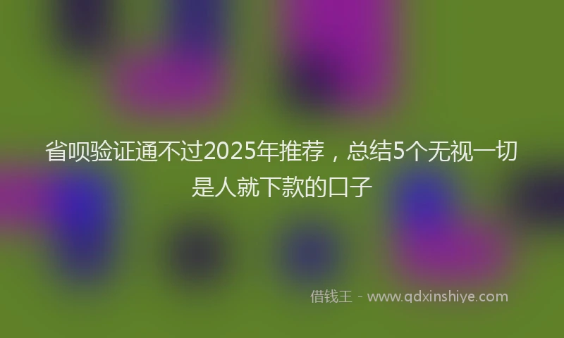 省呗验证通不过2025年推荐，总结5个无视一切是人就下款的口子