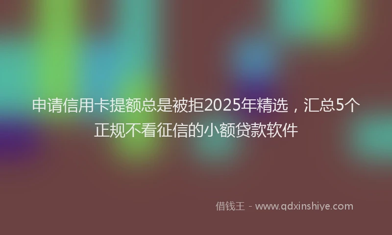 申请信用卡提额总是被拒2025年精选，汇总5个正规不看征信的小额贷款软件