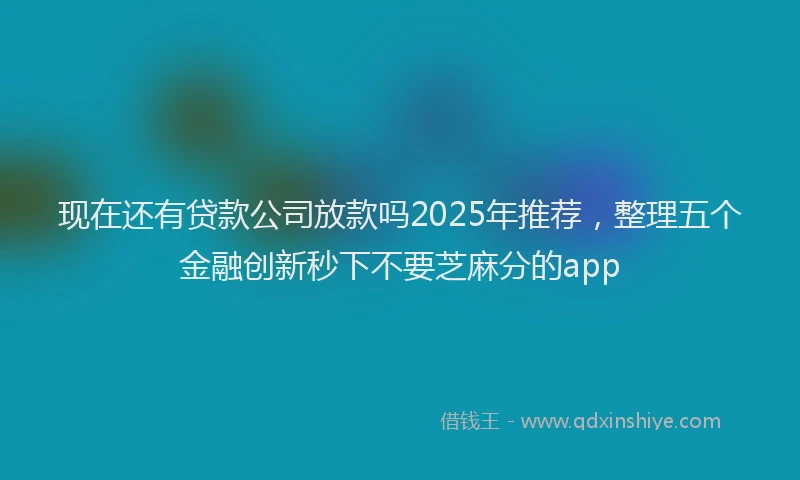 现在还有贷款公司放款吗2025年推荐，整理五个金融创新秒下不要芝麻分的app