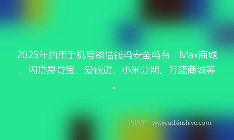 2025年的用手机号能借钱吗安全吗有：Max商城、闪贷易贷宝、爱钱进、小米分期、万盛商城等。