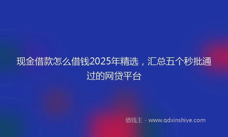 现金借款怎么借钱2025年精选，汇总五个秒批通过的网贷平台