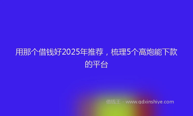 用那个借钱好2025年推荐，梳理5个高炮能下款的平台