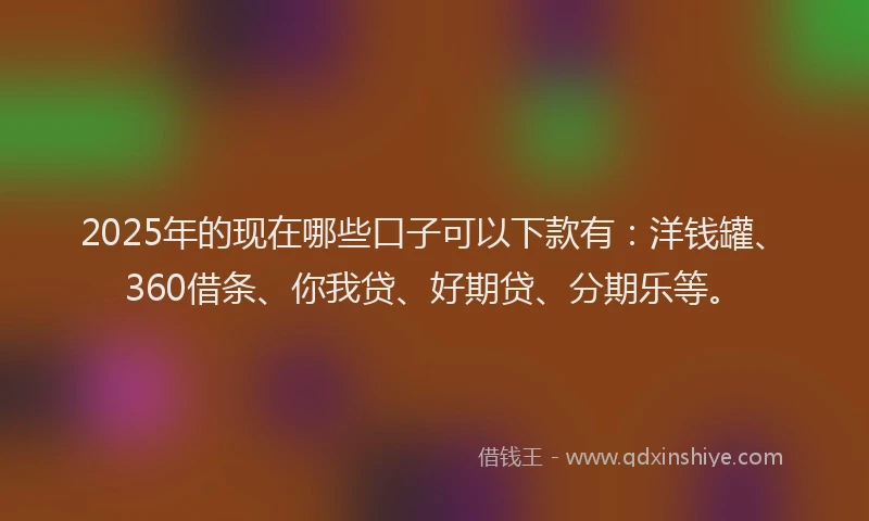 2025年的现在哪些口子可以下款有：洋钱罐、360借条、你我贷、好期贷、分期乐等。