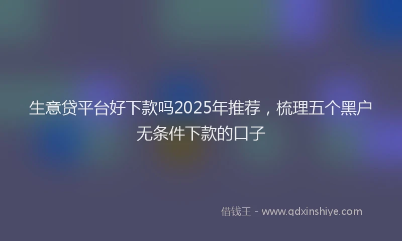 生意贷平台好下款吗2025年推荐，梳理五个黑户无条件下款的口子