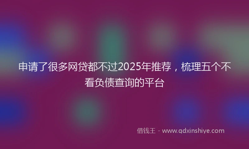 申请了很多网贷都不过2025年推荐，梳理五个不看负债查询的平台