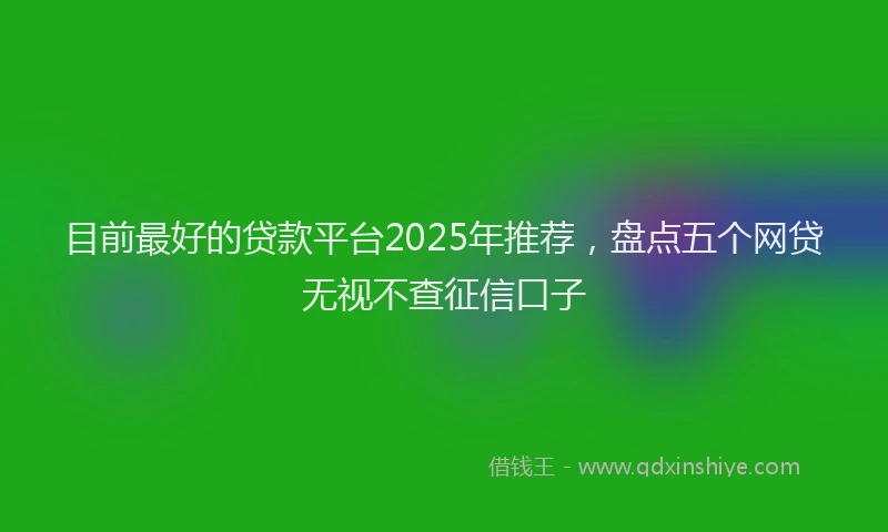 目前最好的贷款平台2025年推荐，盘点五个网贷无视不查征信口子