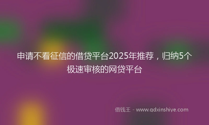 申请不看征信的借贷平台2025年推荐，归纳5个极速审核的网贷平台