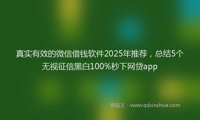 真实有效的微信借钱软件2025年推荐，总结5个无视征信黑白100%秒下网贷app