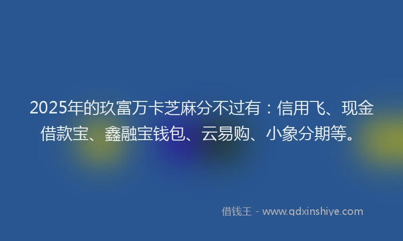 2025年的玖富万卡芝麻分不过有：信用飞、现金借款宝、鑫融宝钱包、云易购、小象分期等。