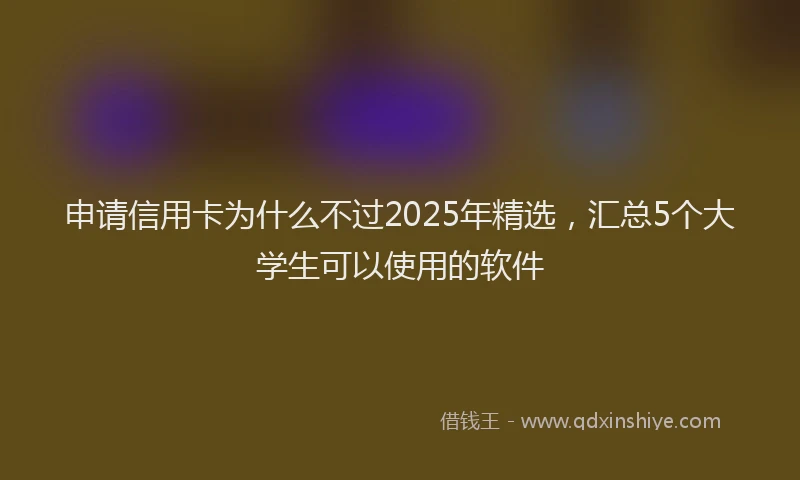 申请信用卡为什么不过2025年精选，汇总5个大学生可以使用的软件