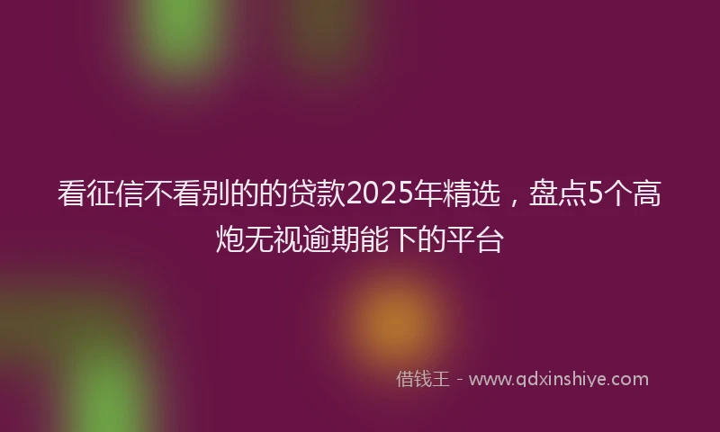 看征信不看别的的贷款2025年精选，盘点5个高炮无视逾期能下的平台
