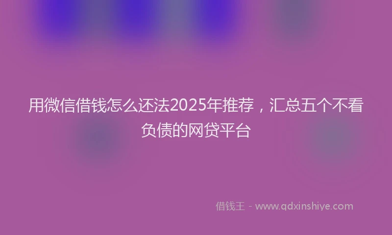 用微信借钱怎么还法2025年推荐，汇总五个不看负债的网贷平台