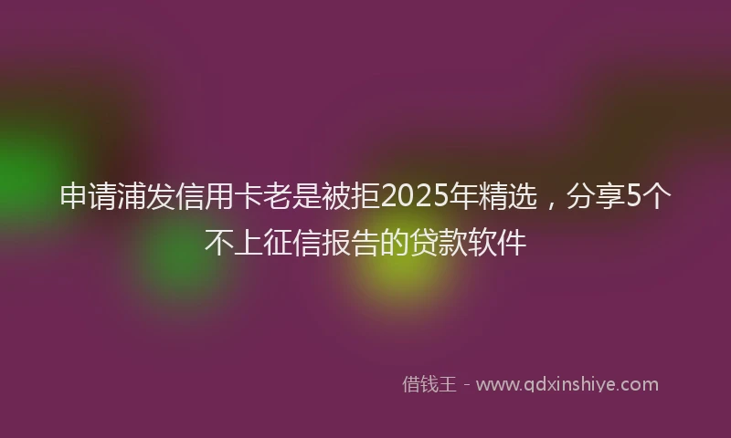 申请浦发信用卡老是被拒2025年精选，分享5个不上征信报告的贷款软件