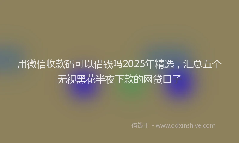 用微信收款码可以借钱吗2025年精选，汇总五个无视黑花半夜下款的网贷口子
