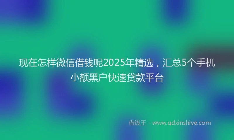 现在怎样微信借钱呢2025年精选，汇总5个手机小额黑户快速贷款平台