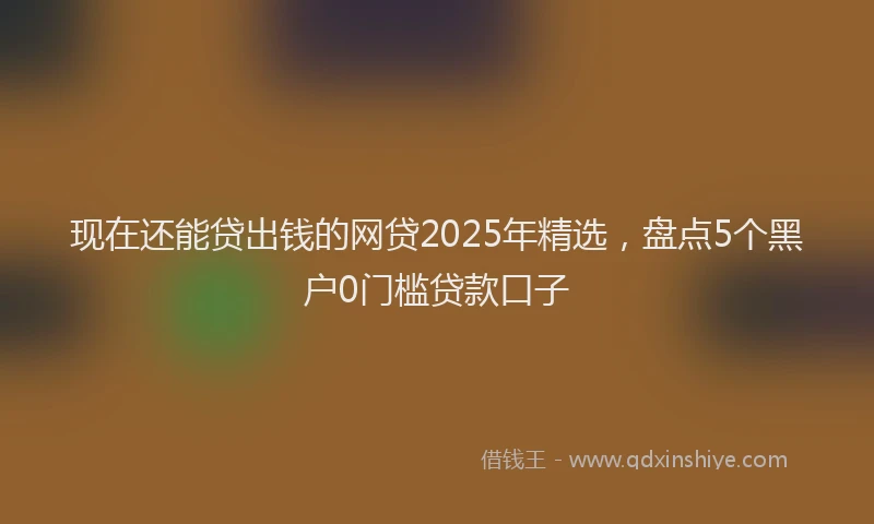 现在还能贷出钱的网贷2025年精选，盘点5个黑户0门槛贷款口子