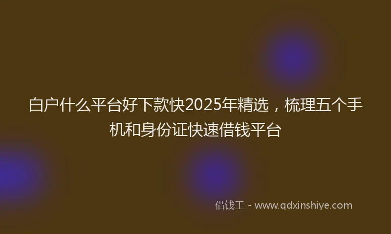 白户什么平台好下款快2025年精选，梳理五个手机和身份证快速借钱平台