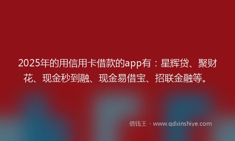 2025年的用信用卡借款的app有：星辉贷、聚财花、现金秒到融、现金易借宝、招联金融等。