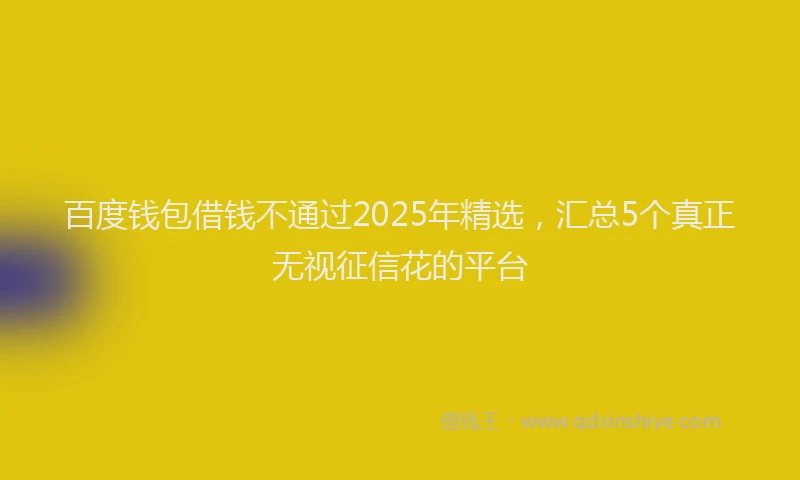 百度钱包借钱不通过2025年精选，汇总5个真正无视征信花的平台