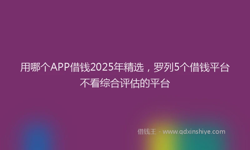 用哪个APP借钱2025年精选，罗列5个借钱平台不看综合评估的平台