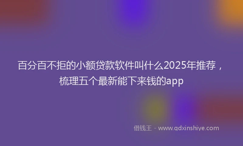 百分百不拒的小额贷款软件叫什么2025年推荐，梳理五个最新能下来钱的app
