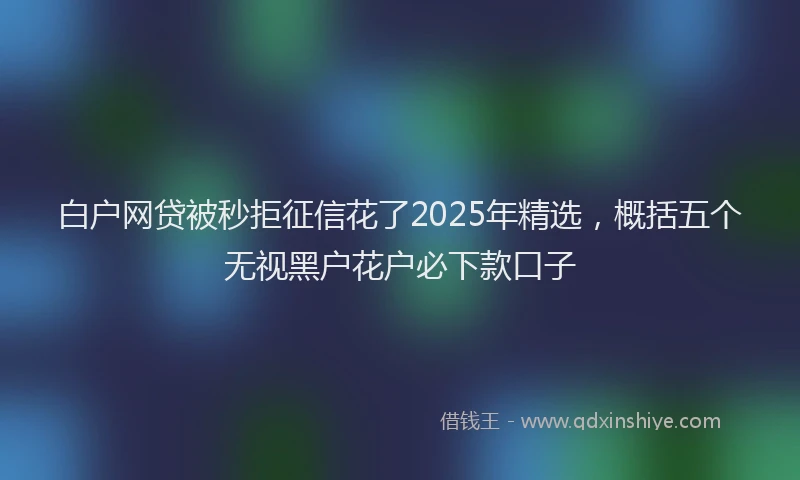 白户网贷被秒拒征信花了2025年精选，概括五个无视黑户花户必下款口子