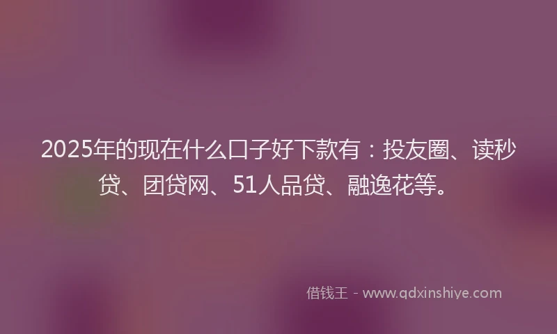 2025年的现在什么口子好下款有：投友圈、读秒贷、团贷网、51人品贷、融逸花等。