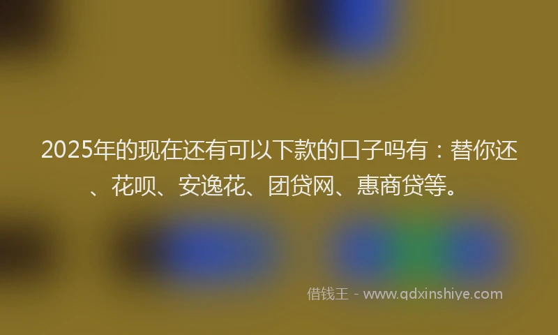 2025年的现在还有可以下款的口子吗有：替你还、花呗、安逸花、团贷网、惠商贷等。
