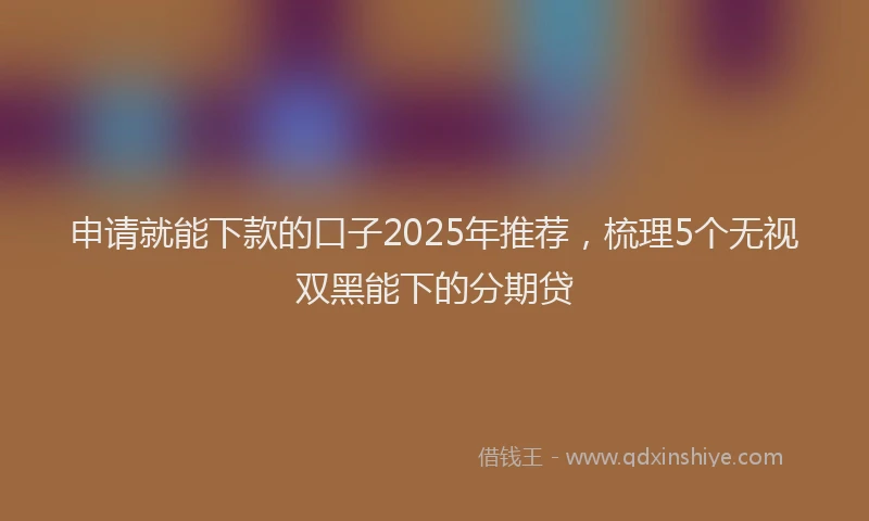 申请就能下款的口子2025年推荐，梳理5个无视双黑能下的分期贷