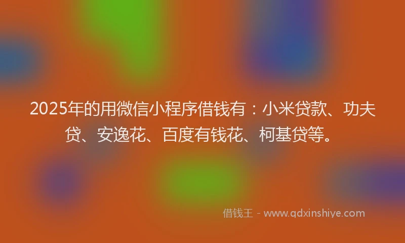 2025年的用微信小程序借钱有：小米贷款、功夫贷、安逸花、百度有钱花、柯基贷等。