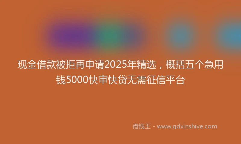 现金借款被拒再申请2025年精选，概括五个急用钱5000快审快贷无需征信平台