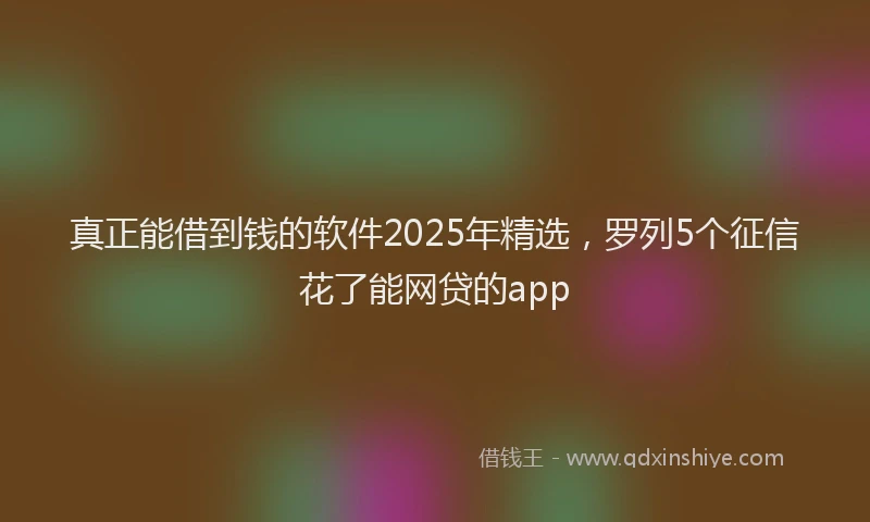 真正能借到钱的软件2025年精选，罗列5个征信花了能网贷的app