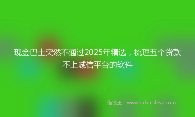 现金巴士突然不通过2025年精选，梳理五个贷款不上诚信平台的软件