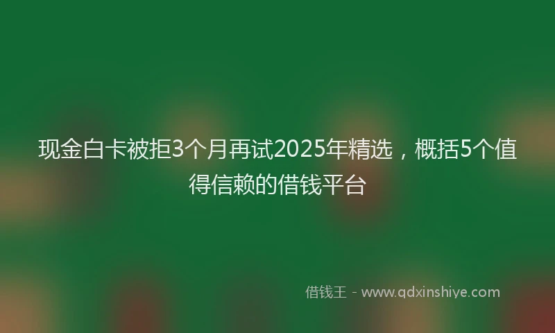 现金白卡被拒3个月再试2025年精选，概括5个值得信赖的借钱平台